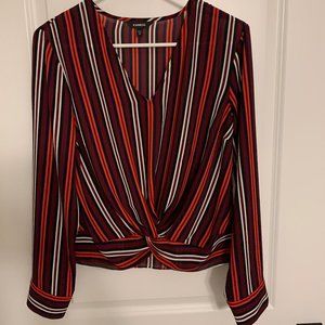 Striped V-Neck Long Sleeve Top
